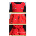 winter red kids dress autumn winter pinafore coats girls dresses fashion pinafore for children flowers appliqued